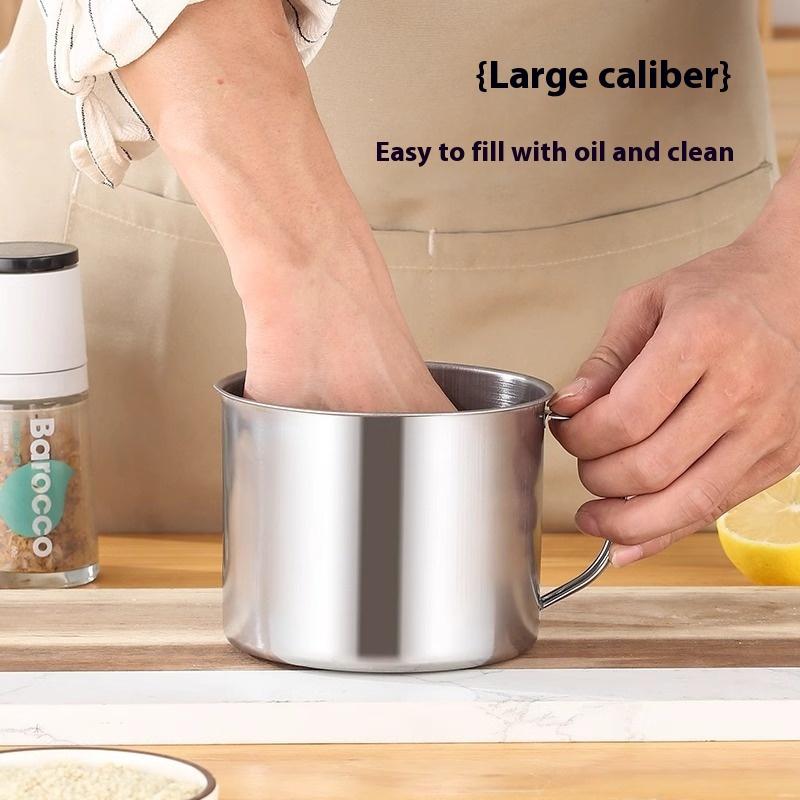 Pot Conteneur Pichet de Rangement en Acier Inoxydable avec Filtre avec Base Pot à Huile de Cuisson pour Outils Ménagers de Cuisine