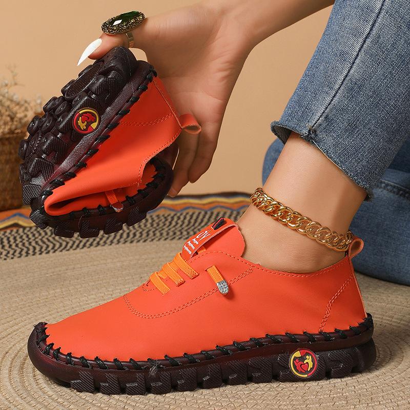 Summer real soft leather single shoes women's comfortable flat non-slip mother shoes soft sole casual sports