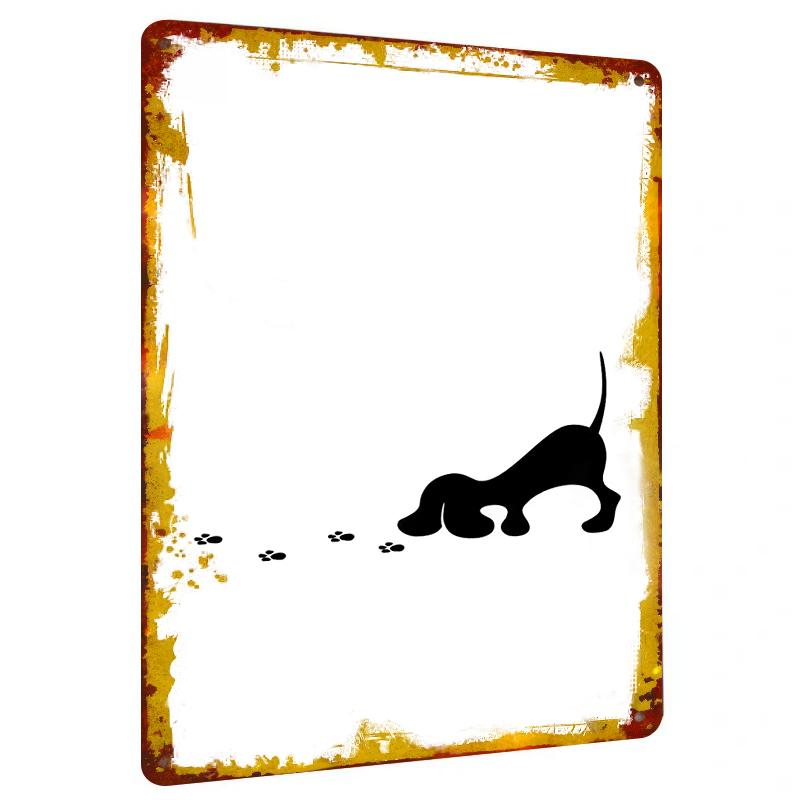 

Custom Pet Dog Silhouette Metal Wall Art with Paw Prints Decorative Hanging Sign for Home Living Room Decoration 20x30cm（7.8x11.8inch）