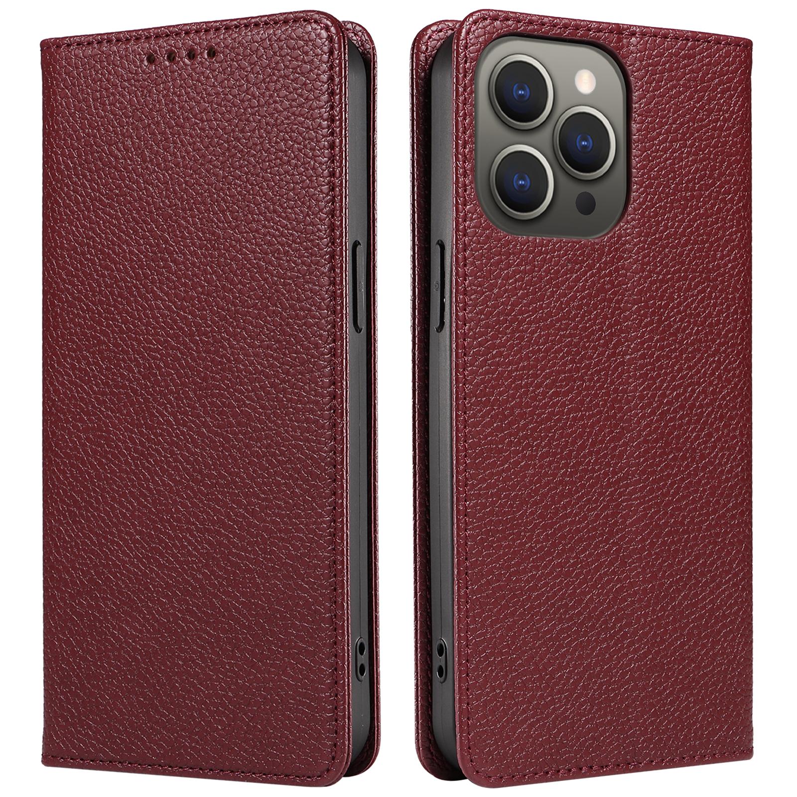 For iPhone 14 Pro Case RFID Blocking Strong Magnetic Leather Wallet Phone Cover A