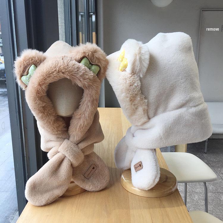 Cozy Fleece-Lined Winter Hat & Scarf with Cute Bow and Ear Protection for Kids