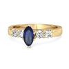 Blue Sapphire Tapered Five- 925 Stone Ring - 925 Sterling Silver Gold Vermeil