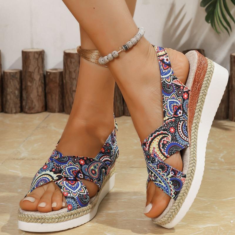 

Summer new wedge heel women s shoes eaby platform sandals large size light bottom buckle with fish mouth sandals 43 синий