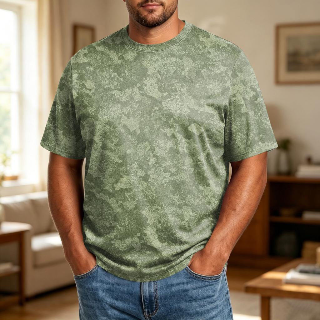 Men's Big Size Comfortable Breathable Casual Loose Fit T-Shirt Soft Fabric Crew Neck Short Sleeve Top for Everyday Wear