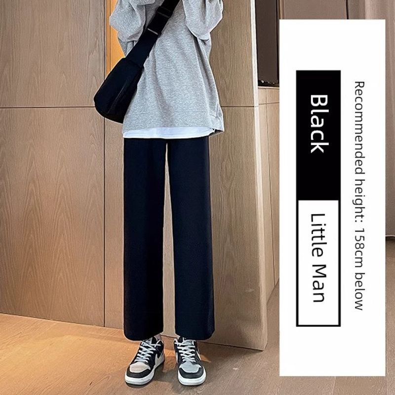 

Pure Cotton High Waist Loose and Slimming Narrow Version Casual Loose Pants Black [not Fleece-lined] nine pants M