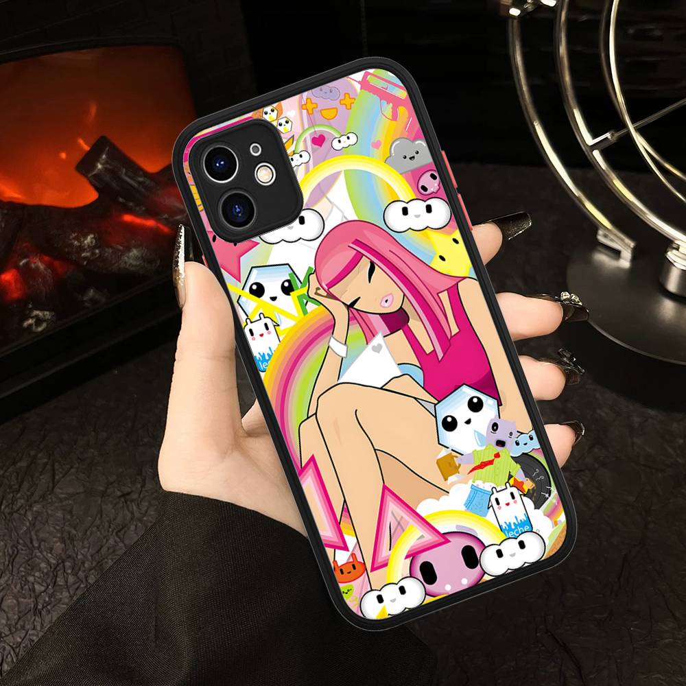Character T-tokidoki For IPhone 16 15 14 13 12 11 Pro Max X XS MAX Plus Translucent Black Phone Cover