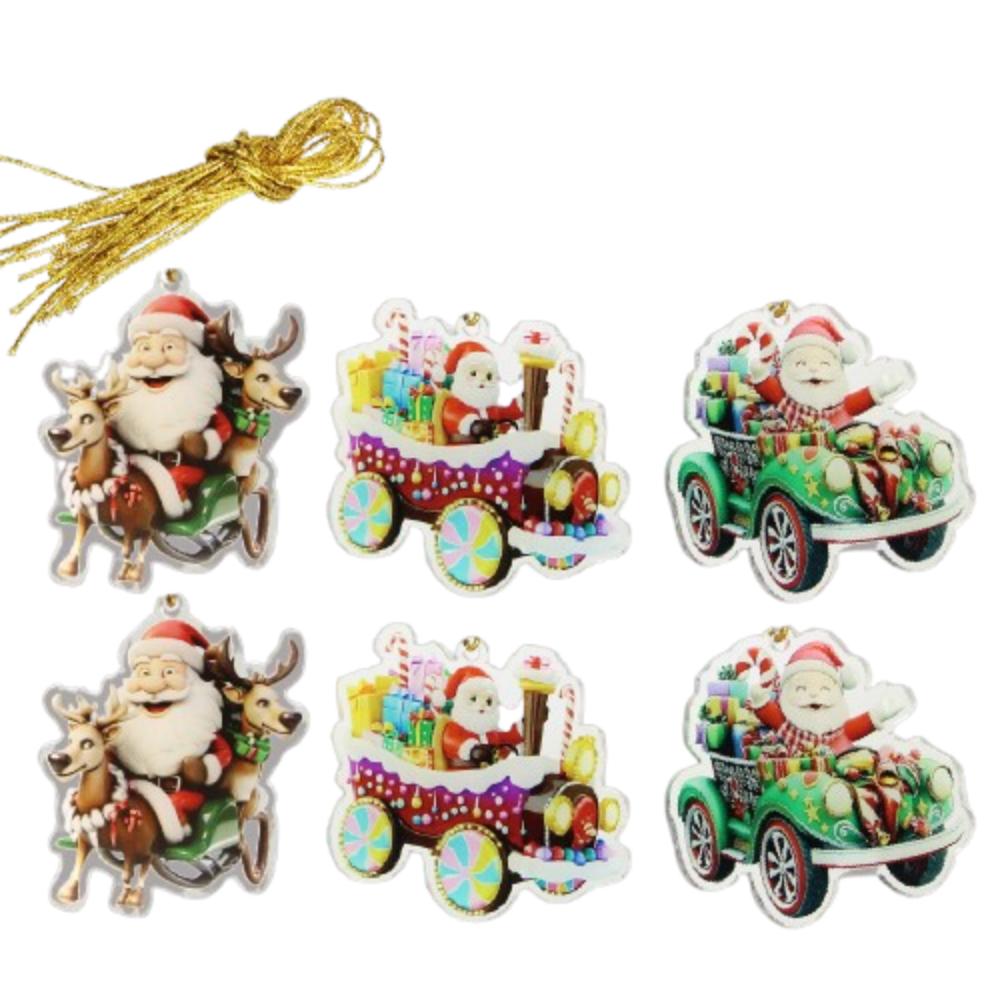 6Pcs Creative Christmas Decoration Pendant Santa Christmas Tree Hanging Ornament Garden