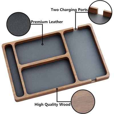 Wooden Office Desktop Storage Box Solid Wood Partition Storage Box Mobile Phone Headphone Debris Storage Box Wooden Storage Tray