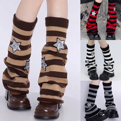Frauen Goth Beinlinge Gothic Bein Ärmel Kawaii Baggy Streifen Bein warme Socken Cosplay Streetwear