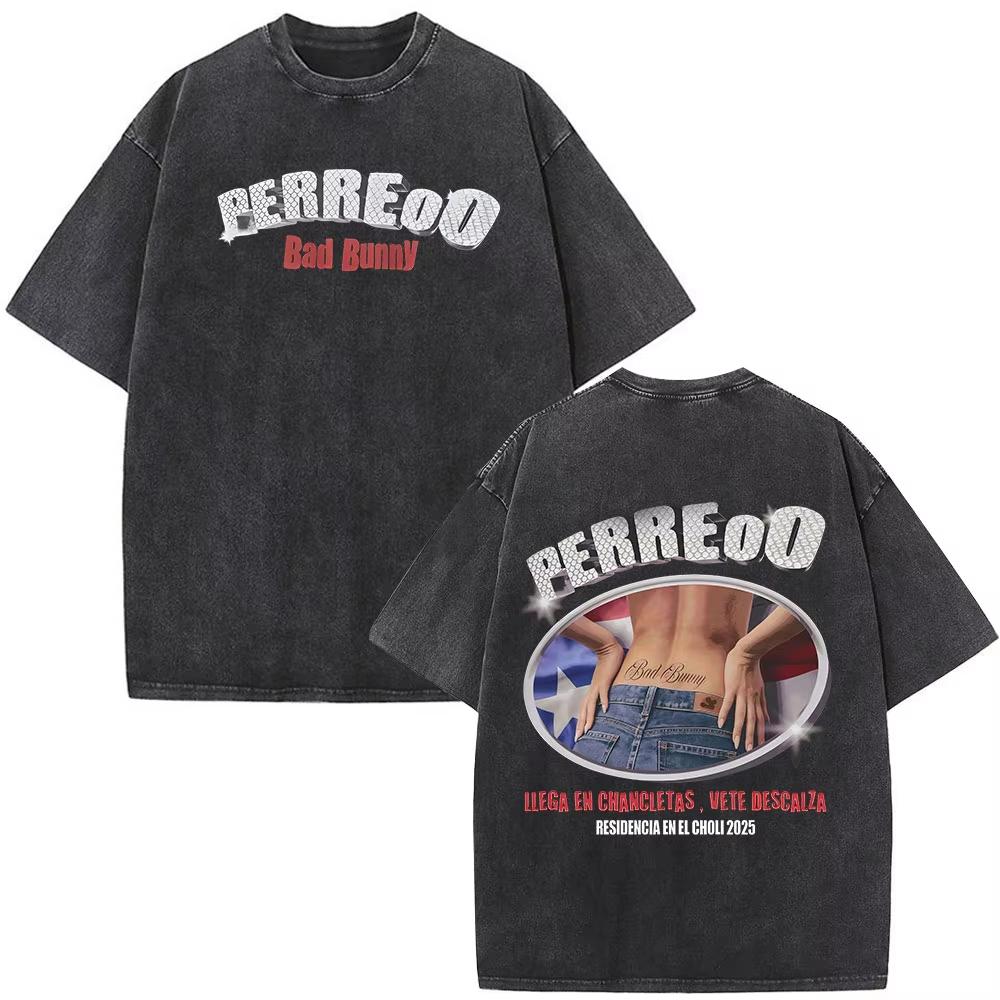 Washed Vintage Bad Bunny DTMF Residencia En El Choli Merch TShirts Debi Tirar Mas Fotos Tshirt Mens Hip Hop Oversized Tshirts