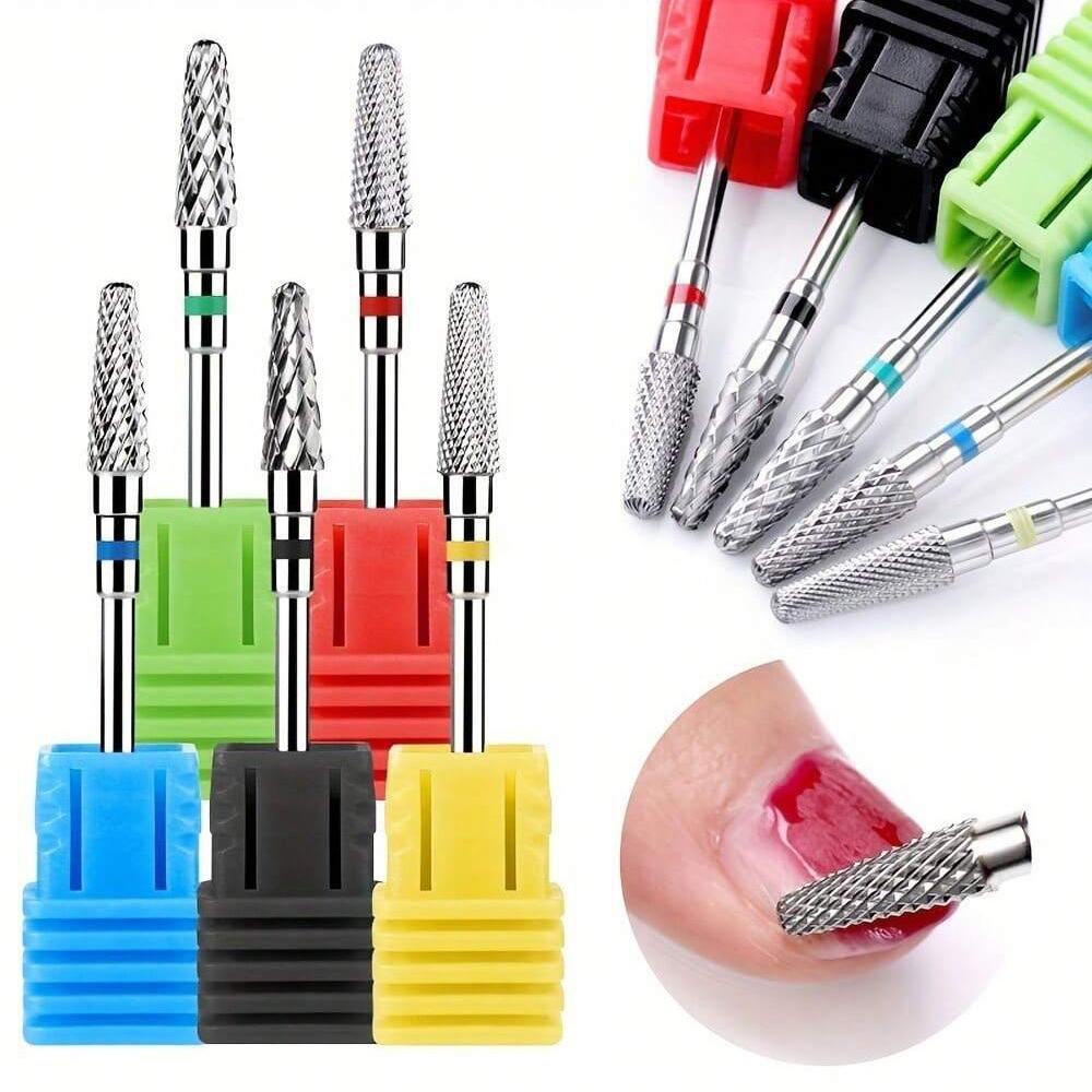 1/5pcs Tungsten Carbide Cone-Shaped Nail Drill Bit - High-Precision Cuticle Remover for Electric Nail File and Cuticle Cleaning Tools