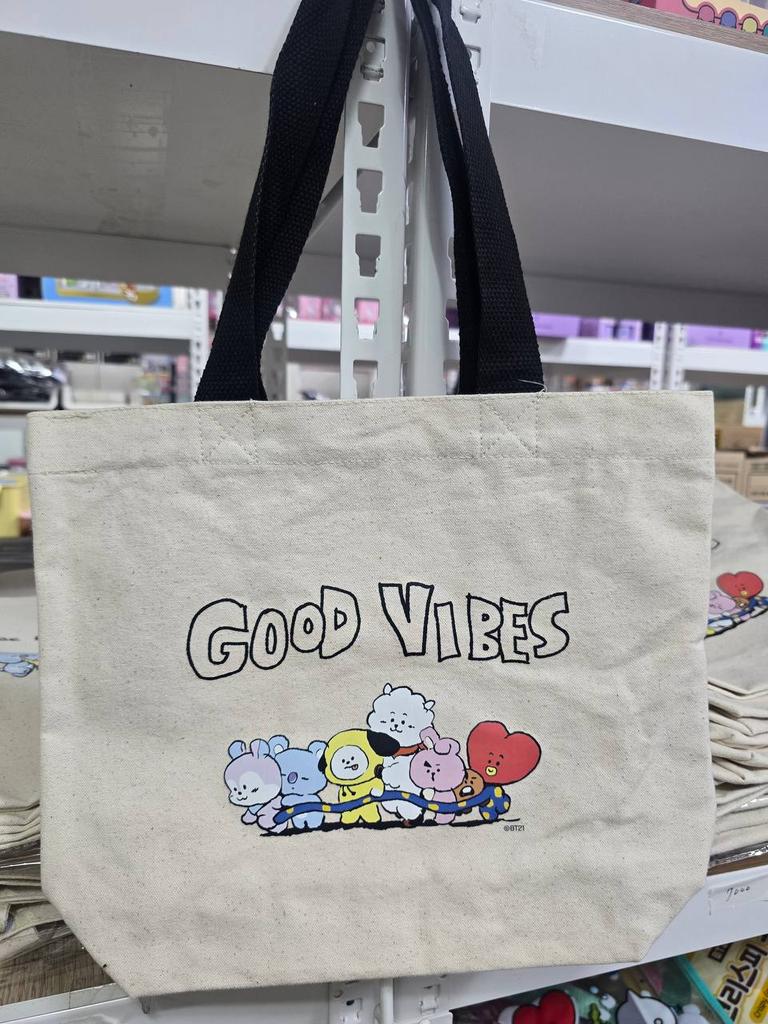 BT21 Tote Cloth Bag 2 types/ Good Vibes/ Born To Be A Star/ Authentic Official Goods, KPOP, KBeauty