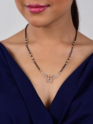 American Diamond Rose Gold Plated Designer Mangalsutra for Girls and Women