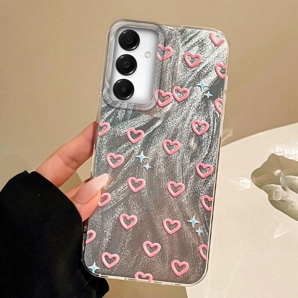 Cute Pink Love Heart Phone Case for Samsung Galaxy A55 A54 A34 A14 A24 A15 A25 A35 A56 A16 A26 A06 A53 Shell Silicone Back Cover
