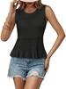 Women's Boho Crochet Crop Tank Top Sleeveless Crew Neck Ruffle Knit Sweater Vest