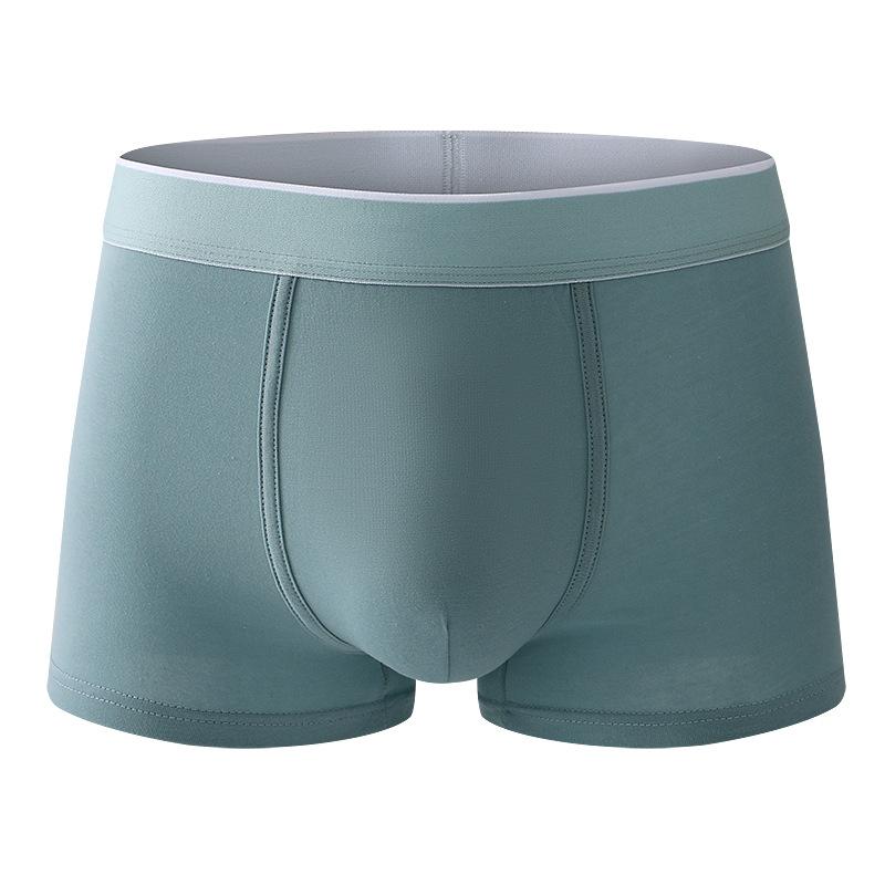 Men's Spring and Summer New Solid Color 10A Antibacterial Mid Waist Flat Angle Underwear