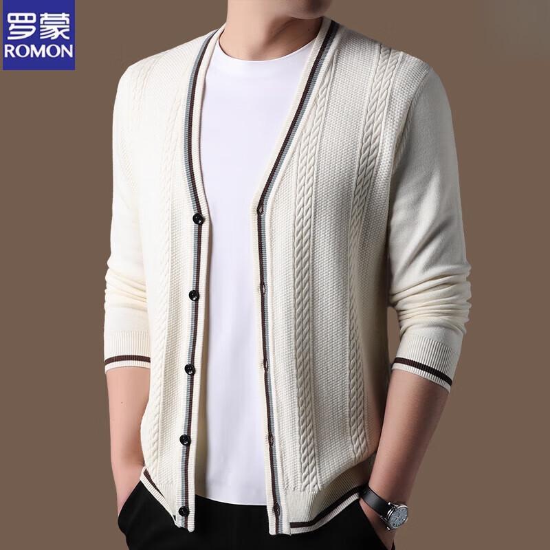 ROMON S Men's V-Neck Knit Cardigan & T-Shirt