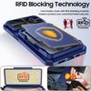 RFID Wallet Case with Card Holder and Sliding Camera Cover for iPhone 14 Pro-Blue
