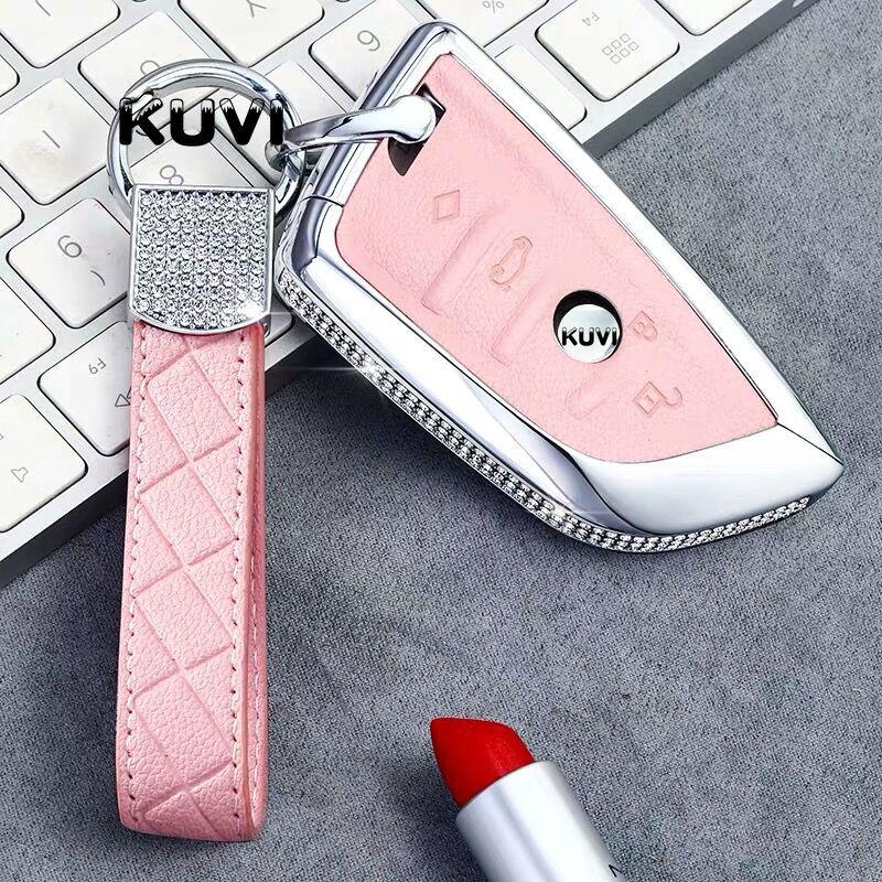 Diamond Leather Car Key Case Cover Key Cover Case For Bmw X5 F15 X6 F16 G30 7 Series G11 X1 F48 F39 Car Shell Car-Styling