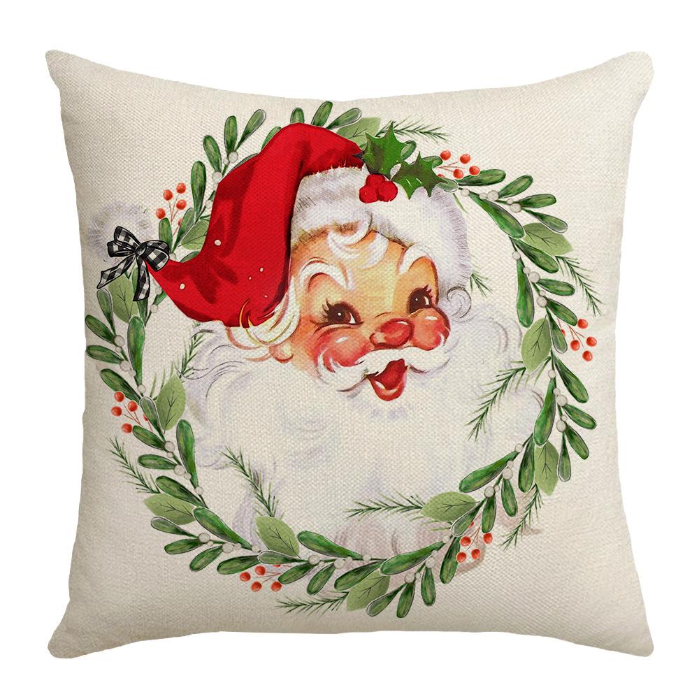 Christmas Series Sofa Pillow Cover Santa Claus Living Room Bedroom Bedside Cushion Cover Sofa Cover