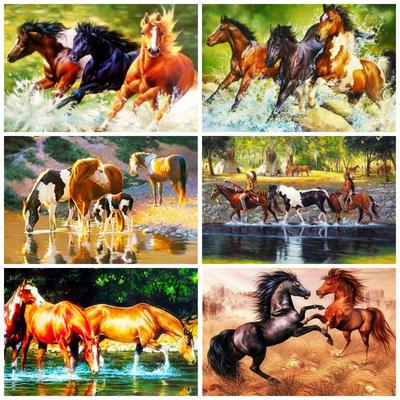 طقم رسم الألماس حيوان حصان أحجار الراين تطريز الألماس غرزة متقاطعة فسيفساء هدية يدوية