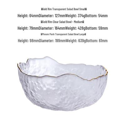ZISIZ Transparent Gold-Rimmed Glass Bowl Set