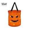 Illuminated Halloween Candy Basket Glowing Pumpkin Bag with LED Lights, Reusable Treat Spooky Tote Lights for Kids, Trick or Handbag Party Favors