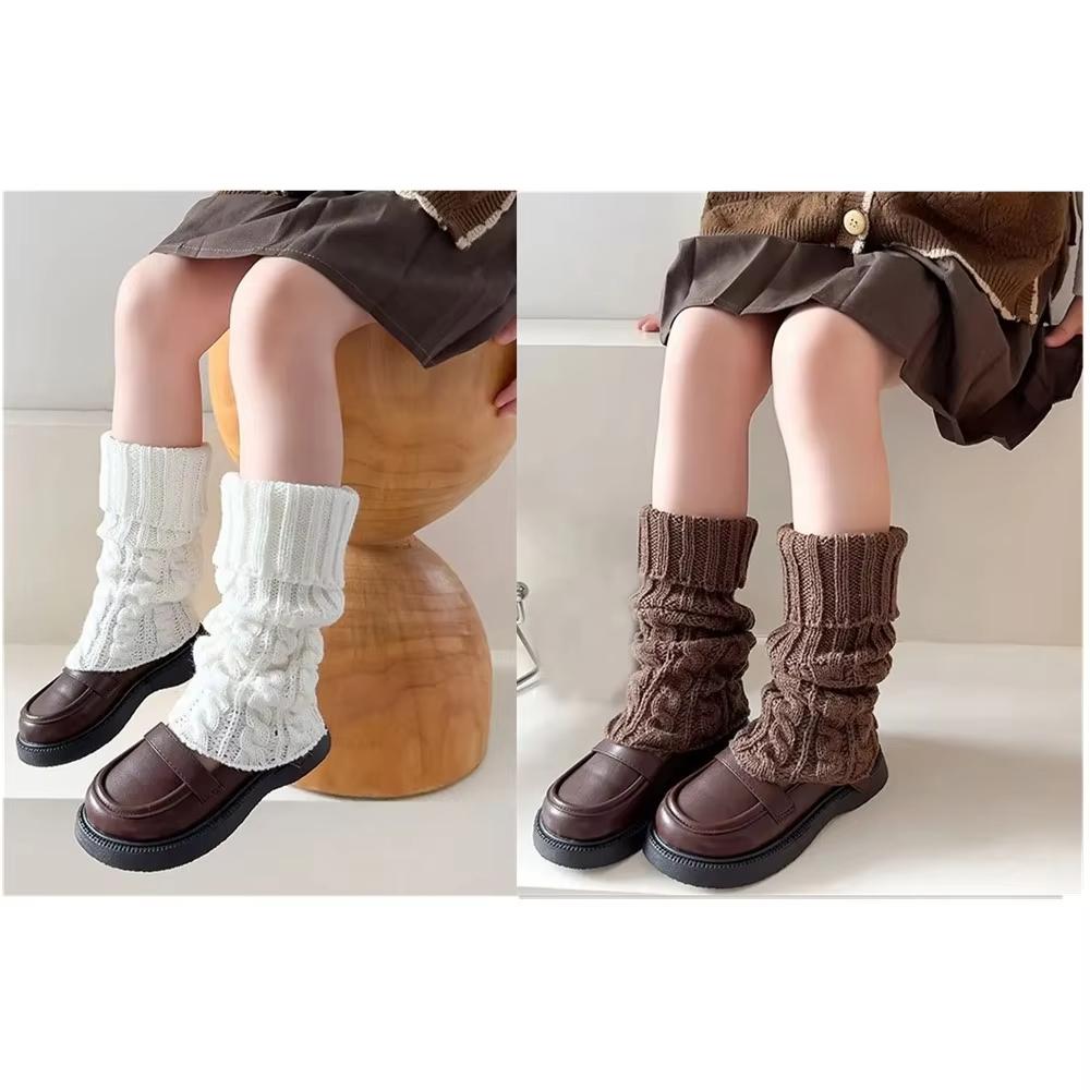 Scaldamuscoli per bambini, calzini lavorati a maglia intrecciati Lolitas, copripiedi caldi per bambine, calzini carini e dolci, calze lunghe