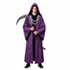 Halloween Gothic Hooded Robe Costume With Chain Detail Medieval Wizard Priest Cosplay Outfit Party