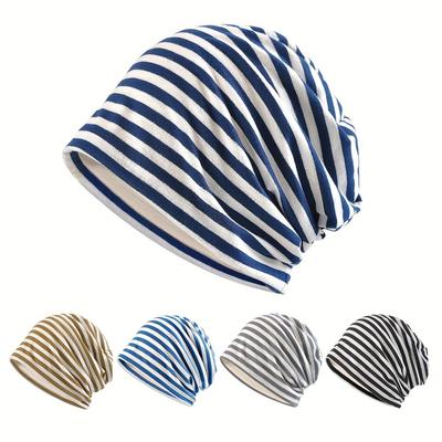 Outdoor Sports and Leisure Hat with Striped Pile Cap Suitable for Both Men and Women Fashion Knitted Hat