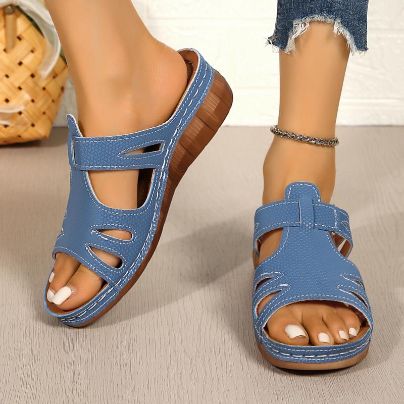 Nouvelles Sandales compensées à la mode pour femmes Sandales orthopédiques premium à bout ouvert Sandales plateforme décontractées rétro en cuir antidérapant pour femmes