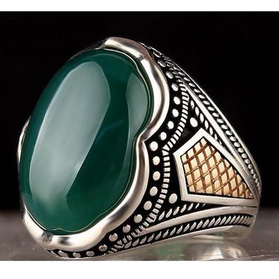 Natural Green Onyx Ring, Solid 925 Sterling Silver Ring, Handmade Ring, Oval Gemstone Ring, Designer Ring, December Birthstone, Unisex Ring