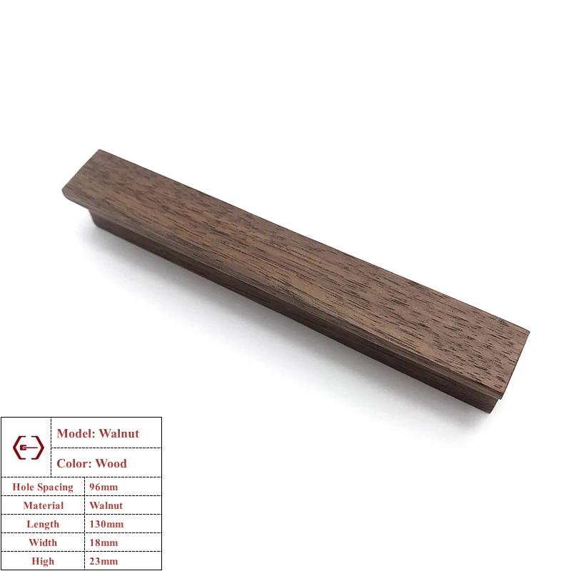 Walnut Wooden Furniture Handle Beech Wood Kitchen Cabinet Knobs Wardrobe Pulls Long Handle Drawers Dresser Hardware Door Handles