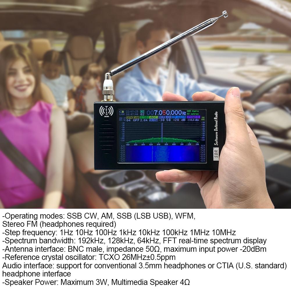 DSP SDR Radio Receiver Shortwave Radio Receiver Rechargeable Shortwave AM FM DSP Radio with Headphone Antenna Jack for Outdoor