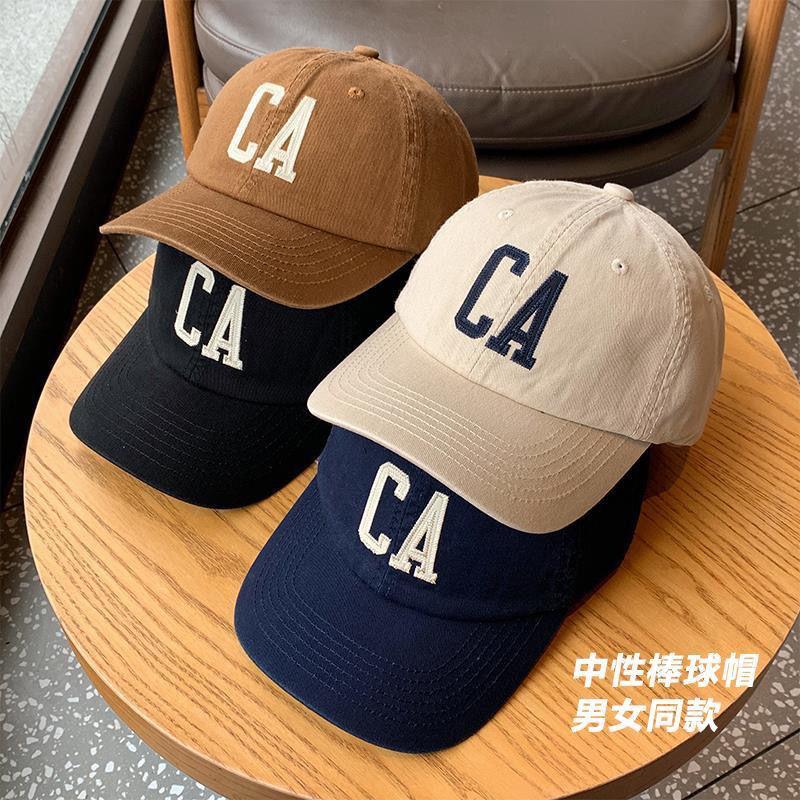 New Big Head Circumference CA Letter Soft Top Baseball Cap Female Couple Ins Face Small Sunshade Cap Male Summer