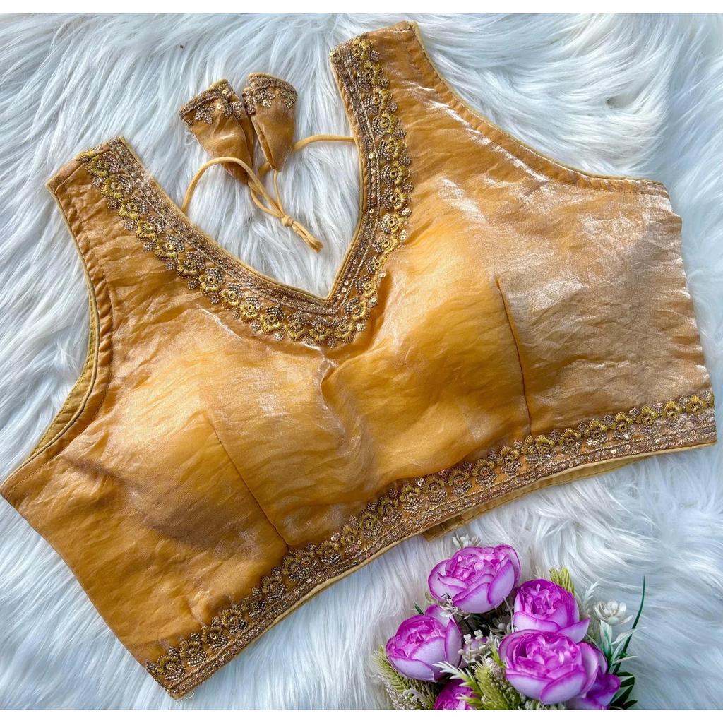 Blusa sin mangas de mezcla de seda para mujer Ropa de fiesta india Diseñador Étnico Choli