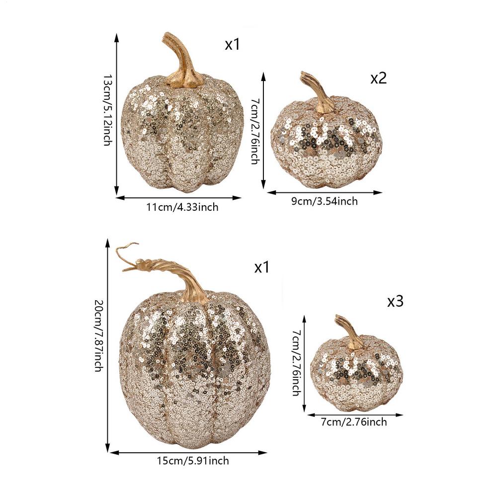 7pcs Artificial Pumpkins Sets Ornament Fake Simulation Pumpkins Halloween Thanksgiving Party Props Home Decoration