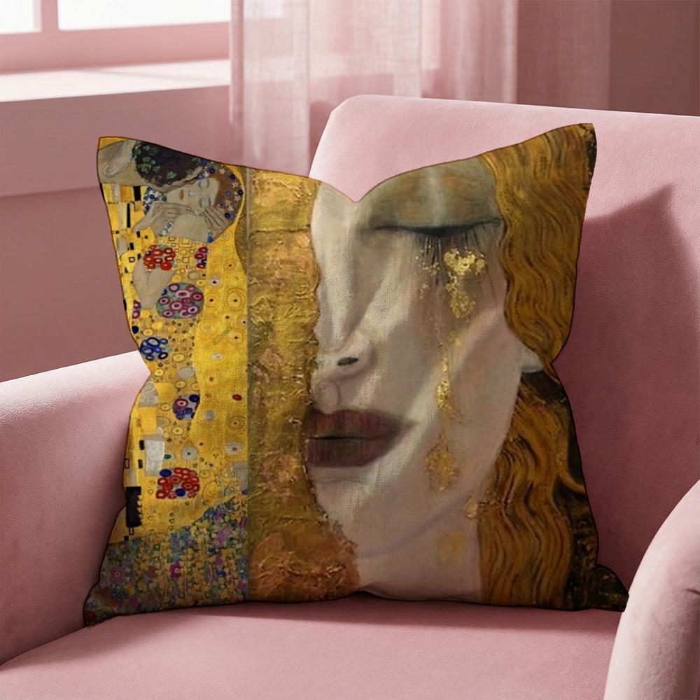 G-Gustav K-Klimt Oil Painting Cushion Cover Multi-Scene Pillow Cover for Home & Car - Reversible, Soft & Durable for Daily Use