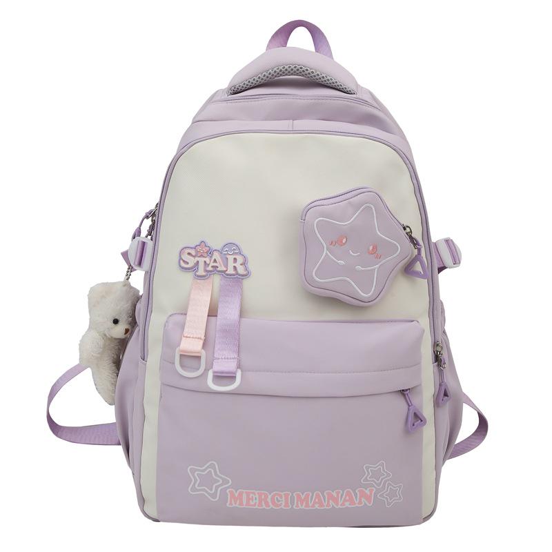 

Новий кольоровий рюкзак великої місткості для студентів - Легкий та стильний фіолетовий