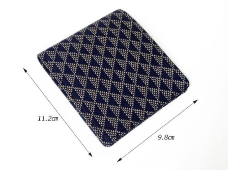 [Inden-ya] Inden Bifold Wallet 2003 Bill Compartment C, Navy Blue Deerskin with White Lacquer, Wave and Scale Pattern