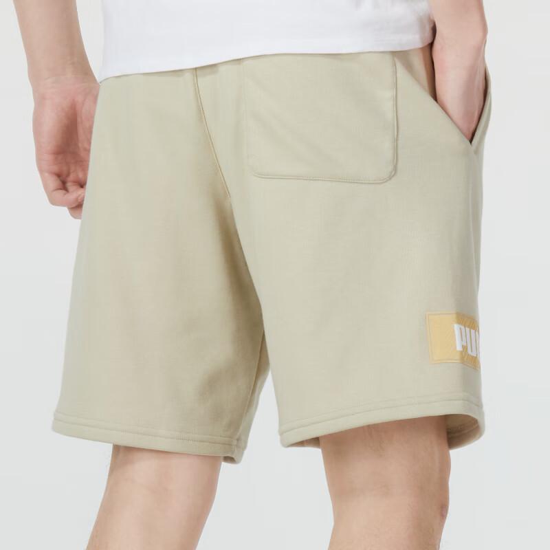 Puma Letter Logo Print Lace-Up Breathable Casual Shorts Unisex Shorts Khaki 626883-90