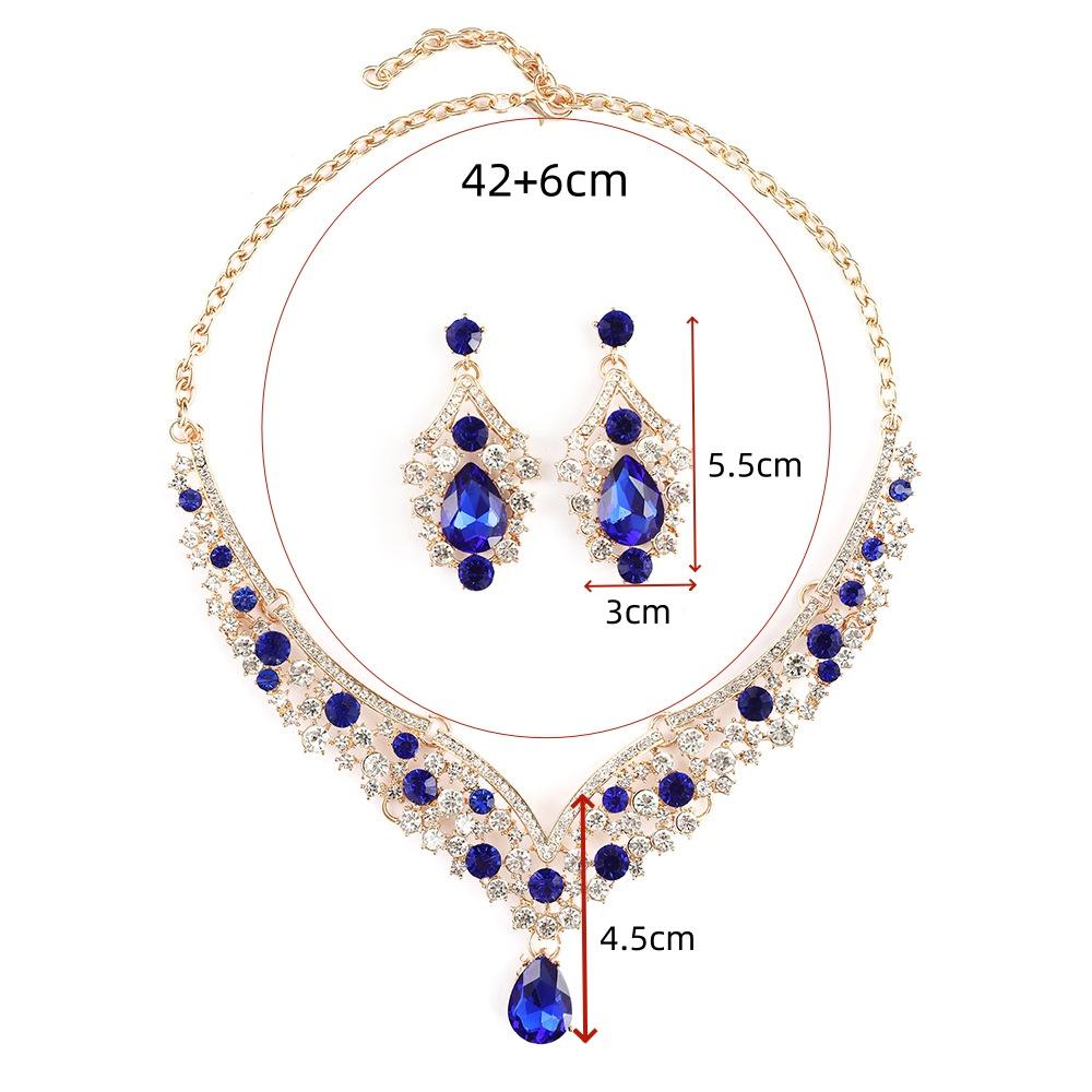 Crystal Choker Necklace Earrings Rhinestone Bridal Jewelry Sets for Bride Wedding Party Costume Accessories
