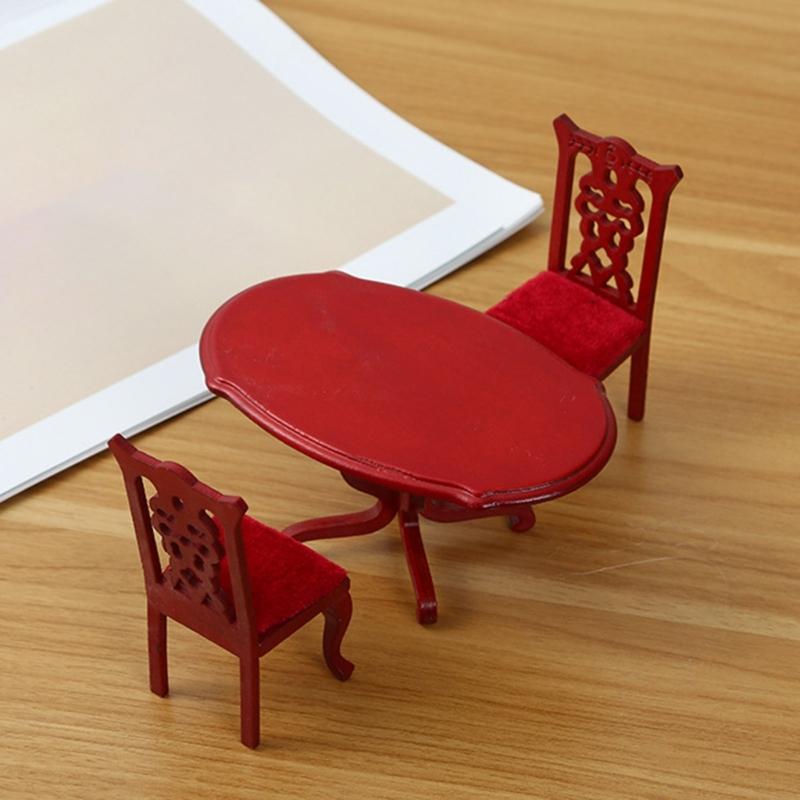 Doll House Chair Table Model Dining Set Realistic Table Dollhouses Chair Realistic Play Chair Realistic 1:12 Model Toy