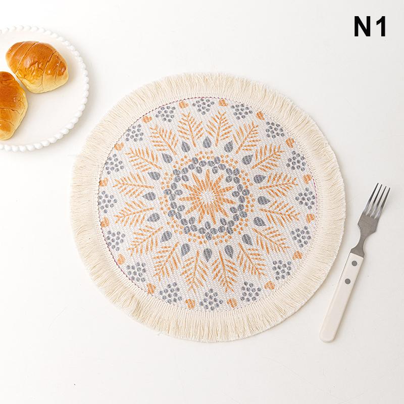 M-Round Placemat Cotton Tassel Antiskid Dining Table Mat Absorbent Insulation Dish Pad Desk Decoration And Accessories Plate Mug