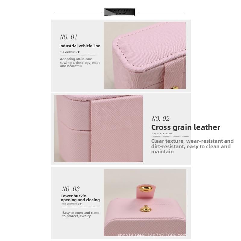 Portable Jewelry Box Pu Mini Ring Box Earring Storage Jewelry Box Snap Button