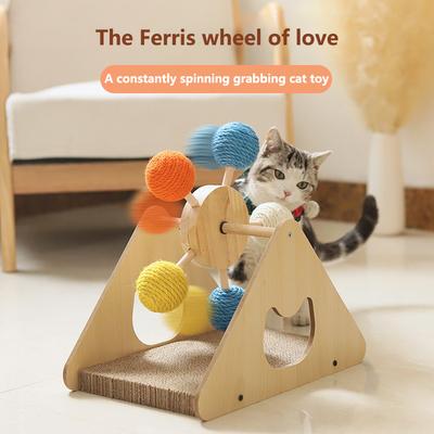 Solid Wood Turntable Cat Toys Scratching Board Sisal Teasing Cat Self High Toy Does Not Fall Off The Chip Wear Claw Pet Supplies