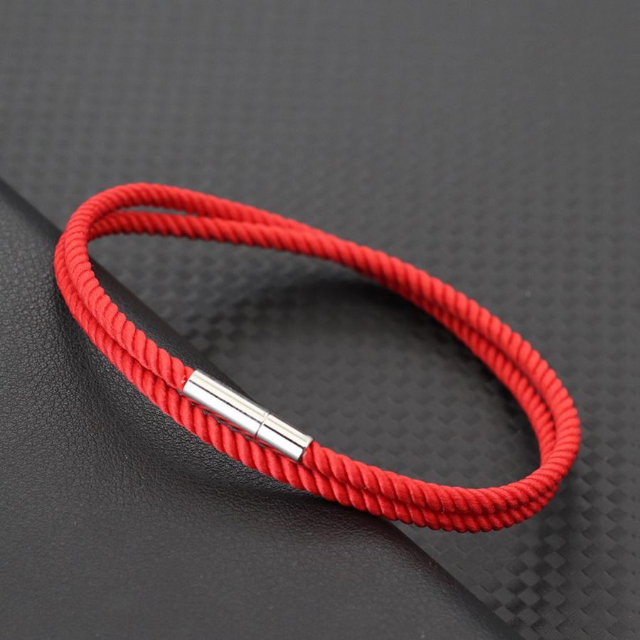 Simple Style 3mm Thin Rope Bracelet For Men Double Layer Braided Wish Braslet Good Luck Red Thread Braclet Outdoor Cycling Joias