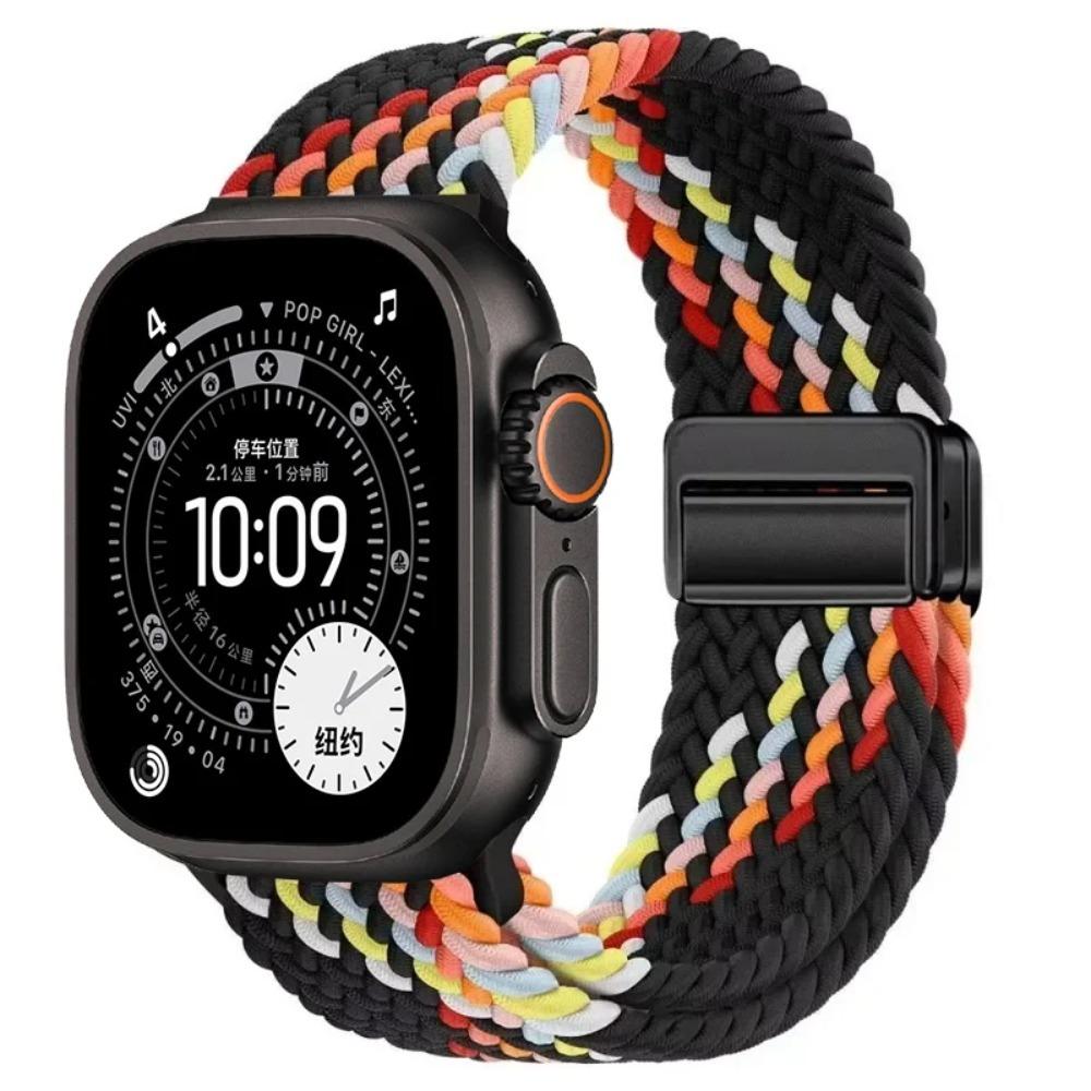 Nylon Braided Band For Apple Watch Series Ultra 3 2 1 49mm 11 10 46mm 42mm 9 8 7 45mm 41mm Magnetic Strap iWatch 6 5 SE 44/40mm Belt