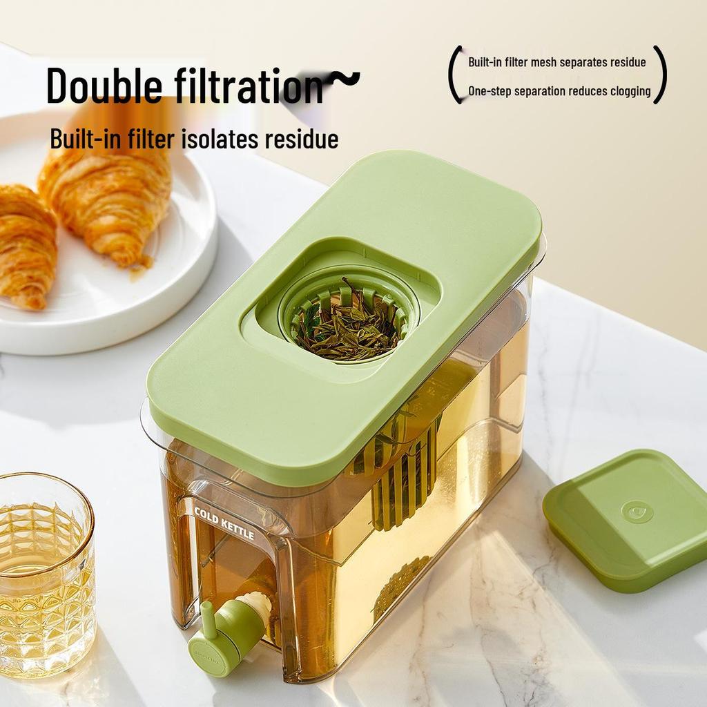 Refrigerator Cold Water Kettle with Faucet - Beverage and Fruit Juice Bucket, Ice Water and Tea Dispenser.