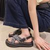 New Chinese style sandals women's 2024 summer new casual versatile thick-soled pregnant women super fire stepping on shit beach shoes